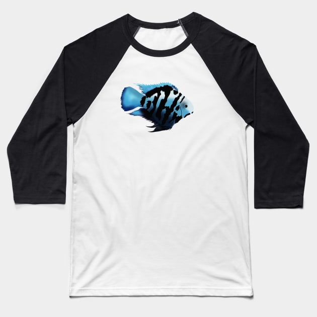 Polar Blue Cichlid Fish Baseball T-Shirt by dearannabellelee